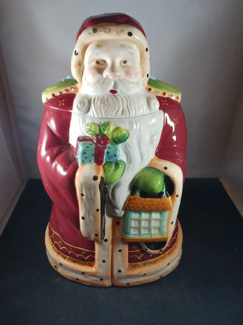 Vintage Cookie Jar Santa Claus With Lantern 12 Inches Tall